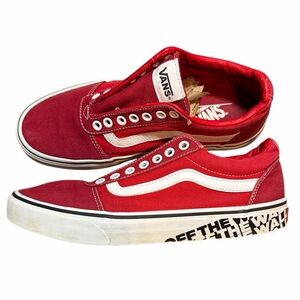 VANS Men’s Off The Wall Sidewall Red White Sneakers Size 9
